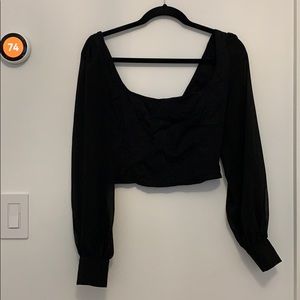 Long sleeve crop top with sheer sleeves
